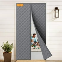 Magnetic Thermal Insulated Door Curtain Fits 39.3"x82.6"Doors, Weatherproof Oxford & Cotton Fiber Fill, Windproof Insulation Cover to Keep Warm in Winter, Gray