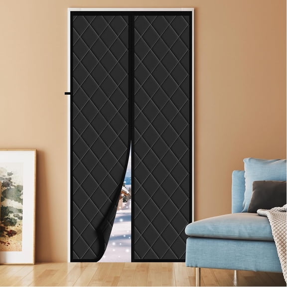 Magnetic Thermal Insulated Door Curtain, Fits Door Size 38" x 82",Durable Oxford Cloth&Thicken Polyester Fiber Fill, Efficient Temperature Control, Durable Construction, Soundproof and Windproof