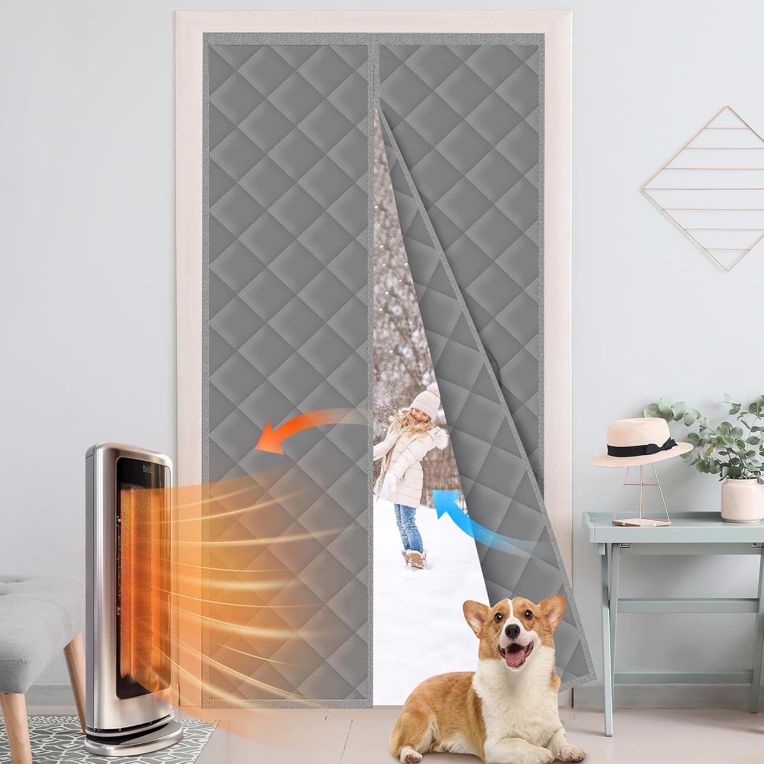 Door Curtain Insulation Magnetic Thermal Insulated Door Curtain Fits Door Size 38" x 83