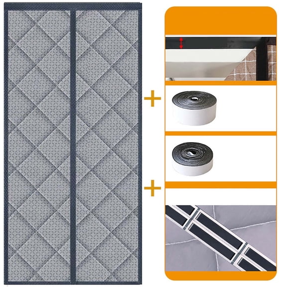 Thermal Insulated Door Curtain, Size 31.5"x82.7", Upgraded Oxford Cloth Filled with Thicken Cotton, Insulation Cover Blanket for Winter/French/Patio/Sliding Glass Doors, Grey