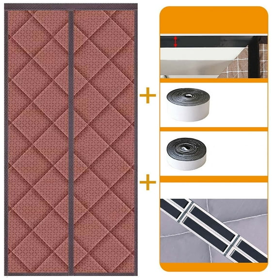 Thermal Insulated Door Curtain, Size 75" x 32", Upgraded Oxford Cloth Filled with Thicken Cotton, Insulation Cover Blanket for Winter/French/Patio/Sliding Glass Doors, Brown