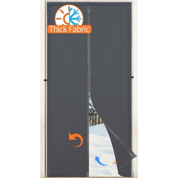 Magnetic Thermal Insulated Door Curtain,Thicker Layered Fabric&Full Strip Magnets,Temporary Doorway Cover Curtains, Self-Closing Privacy Magnetic Screen Door,Door Window Insulation kit for Winter