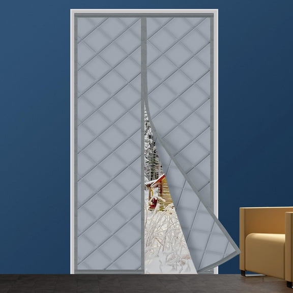 Magnetic Thermal Insulated Door Curtain, Wind and Cold Proof, Pet Friendly, Suitable for Air-Conditioned Rooms and Heated Rooms, Grey
