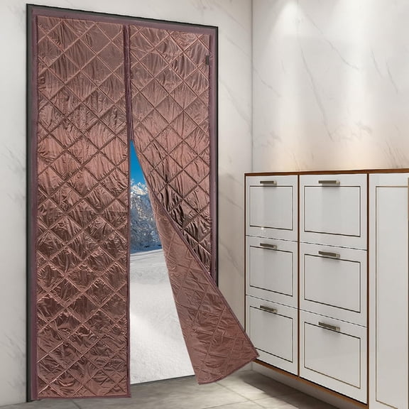 Magnetic Thermal Insulated Door Curtain,Winter Door Cover Keep Cold Draft Out,Fits Door Size 38" x 82"