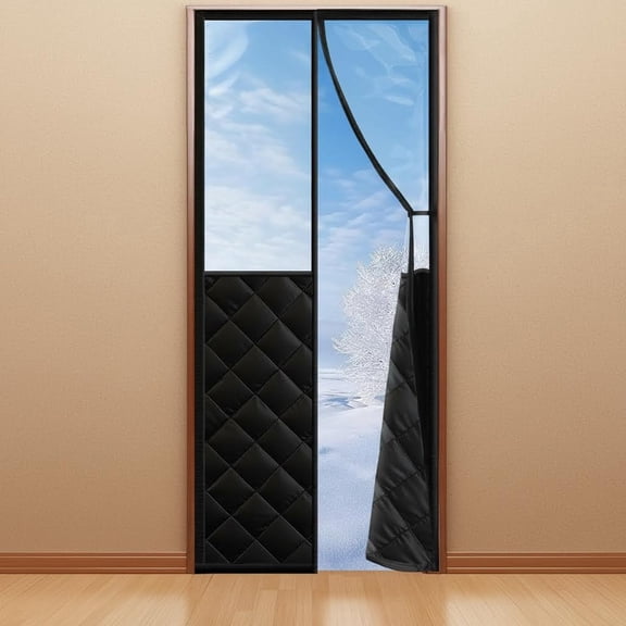 Magnetic Thermal Insulated Door Curtain with Clear Window, Hands-Free Self-Closing for Pets, Block Draft & Keep Cool
