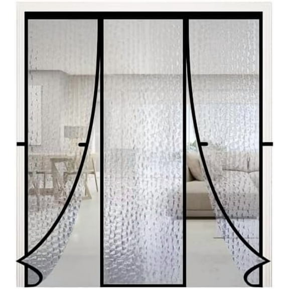 Magnetic Thermal Insulated Double Door Curtain,Waterproof EVA Doors Cover,Fit Doors Size 58"x96",Self-Closing Insulated Doorway Curtain Partition,Temperature Protection Thermal Door Screen