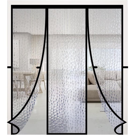 Magnetic Thermal Insulated Double Door Curtain,Waterproof EVA Doors Cover,Fit Doors Size 64"x80",Self-Closing Insulated Doorway Curtain Partition,Temperature Protection Thermal Door Screen