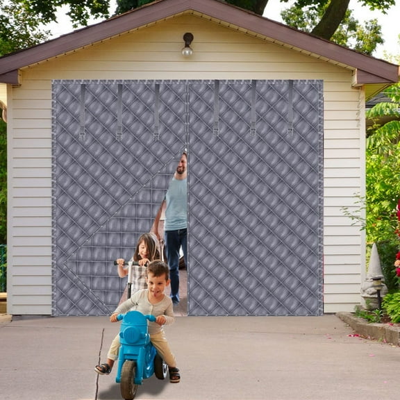 Magnetic Thermal Insulated Garage Door Curtain for Winter Two-Car Garage Screen with Magnetic Closure for Two Cars Weatherproof Windproof Soundproof