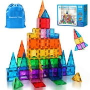 Magnetic Tiles 102pcs Building Blocks Stem Toys for 3+ Year Old Boys and Girls Montessori Toys Toddler Kids Gifts Parents Approved Sensory Toys