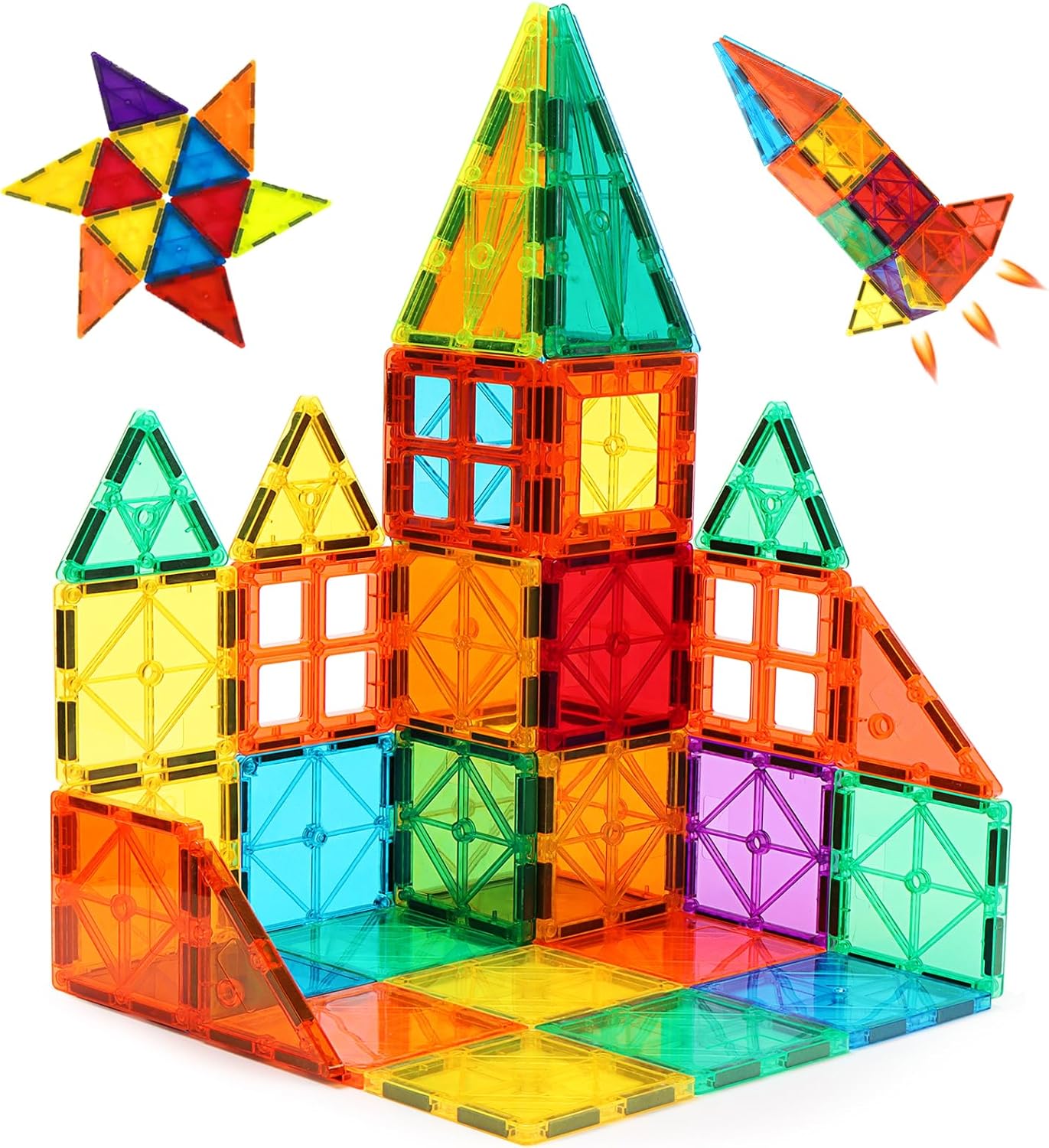 Magnetic Tiles 110PCS Magnet Building Set Magnetic Building Blocks 