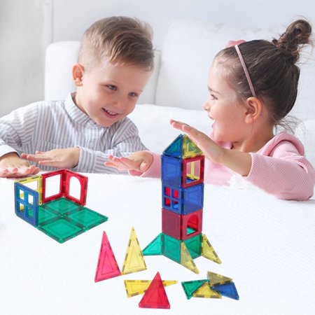 Sandinrayli Magnetic Tiles 32 Piece Magnets Building Blocks Toy Educational Learning Kids Game