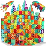 100 Pcs Magnetic Tiles with 2 Cars, Building Blocks STEM Toys 3D Building Sets Gifts for Boys and Girls