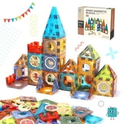 Magnetic Tiles Building Blocks for Kids, Sensory Toys Educational STEM Toys, Learning and Building Magnetic Stacking Blocks, Christmas Toy Gift for Toddlers, 52PCS