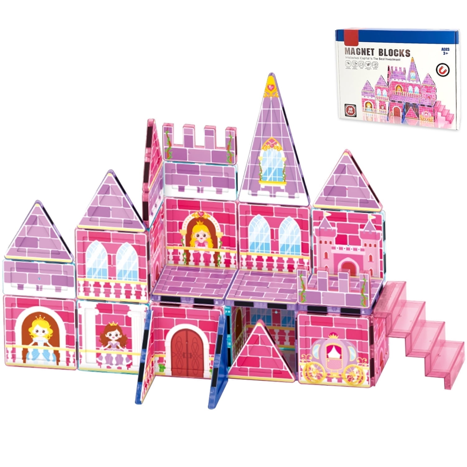 Magnetic Tiles Building Blocks, Princess Castle Pretend Play Toys
