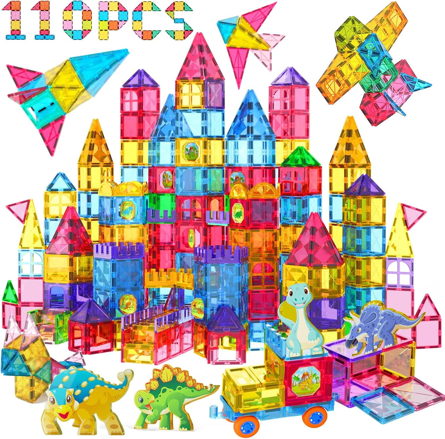 150PCS Christmas Magnetic Building Blocks - STEM Stacking Toys, Magnet Cubes With Holiday Themes For Kids Ages 3+