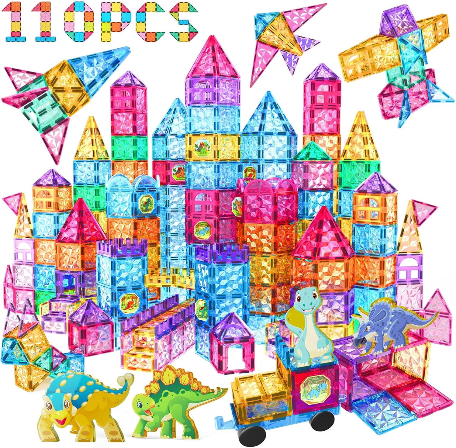 Magnetic Tiles Building Blocks Set for Boys Girls Preschool Educational ...