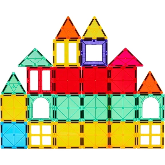Magnetic Tiles Building Blocks Set for Kids - 32/48/60 PCS STEM Educational Magnet Toys, 3D Magnetic Puzzles Stacking Blocks for Boys & Girls, Classic Creative Construction Kit