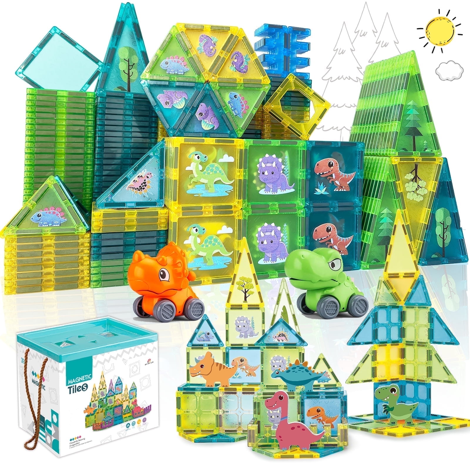 Magnetic Tiles Building Block Dinosaur Educational Dino World Learning Construction toys for Kids