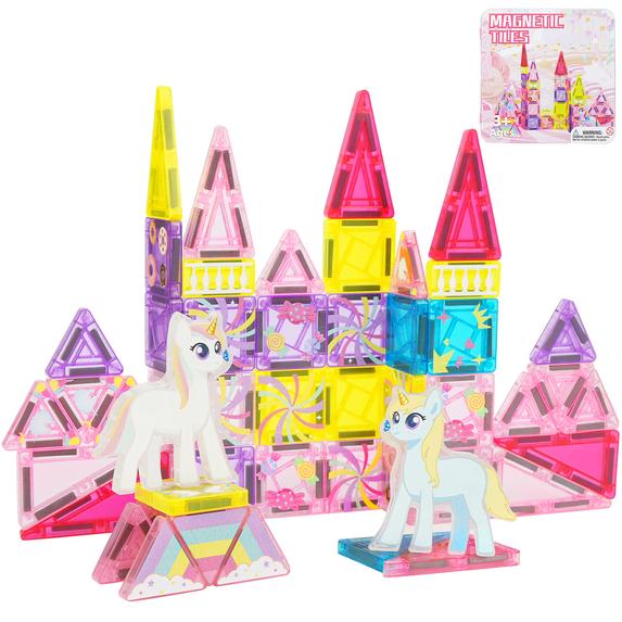 YunTopKids Magnetic Tiles for Kids, 52 Pcs Travel Magnetic Tiles ...