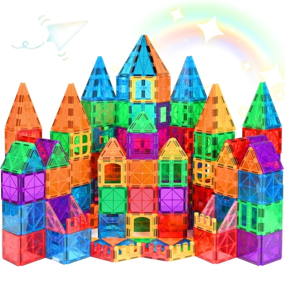 Magnetic Tiles Preschool Learning Sensory Montessori Toys, Educational Toys for Toddlers Kids Ages 3+, 3D Magnet Building Blocks for Boys Girls