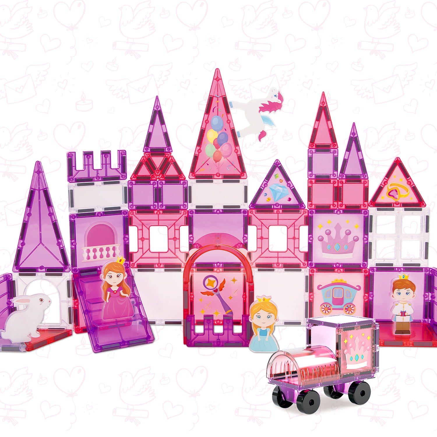 Magnetic Tiles, Princess Theme 58 PCS Magnetic Blocks, Montessori