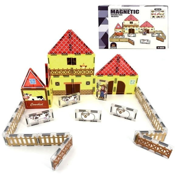 Magnetic Tiles Toddler Toys Farm Animal Set, Magnetic Blocks Building Toys, Montessori STEM Learning Toys for 3 4 5 6 7 Year Old Boys Girls, Kids Games Party Birthday Gifts