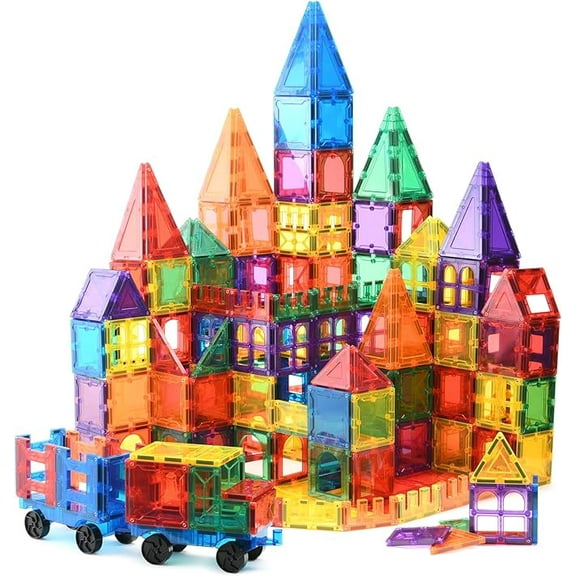 Magnetic Tiles for Kids Ages 3 4 5 6 7 8-100 Piece Magnetic Building Blocks for Kids, 3D Tile Magnets for Stem Educational Toys for Boys and Girls