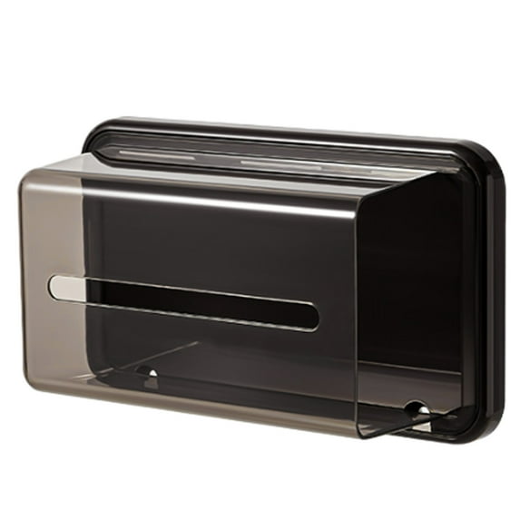 Magnetic Tissue Holder Tissue Dispenser Holder and Trash Bag Holder for Kitchen, Holds Boxes of Tissues, Trash Bag, Mount onto Fridge Kitchens or in Garages, Workshops-Transparent Curry