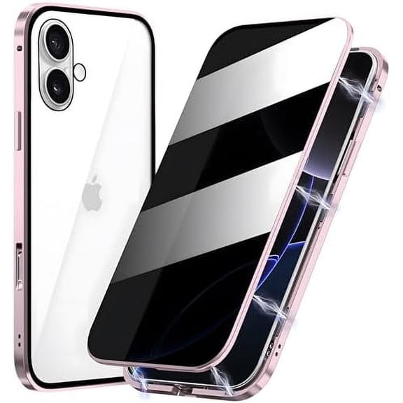 Magnetic Titanium for iPhone 15 Pro Max Privacy Case, Anti peep Magnetic Adsorption Double Sided Tempered Glass Full Body Case, Privacy Screen Protector Metal Frame Clear Back Phone Case for Men Women
