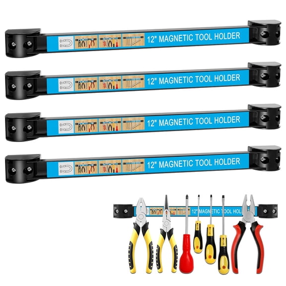 Magnetic Tool Organizer for Garage Set of 4 12 Inch Heavy Duty Tool Magnet Bar Metal Tool Holder Strip with Screws