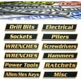 thumbnail image 1 of Magnetic Toolbox Labels, 12/24/36 PCS Durable Metal Toolbox Drawer Labels, Strong Magnetic Tool Label for Garage Storage, Multipurpose Tool boxs Tags, Easy to Stick and Remove,Yellow, 1 of 6