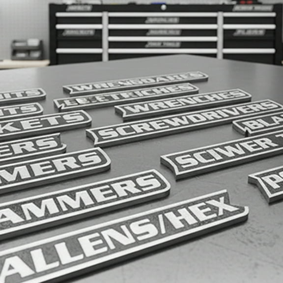 Magnetic Toolbox Labels, 12-Pack Reusable Magnet Tags, 3D Printed Toolbox Drawer Tags Magnetic Tool Box Labels, Quick Identifying Tool Box Drawers