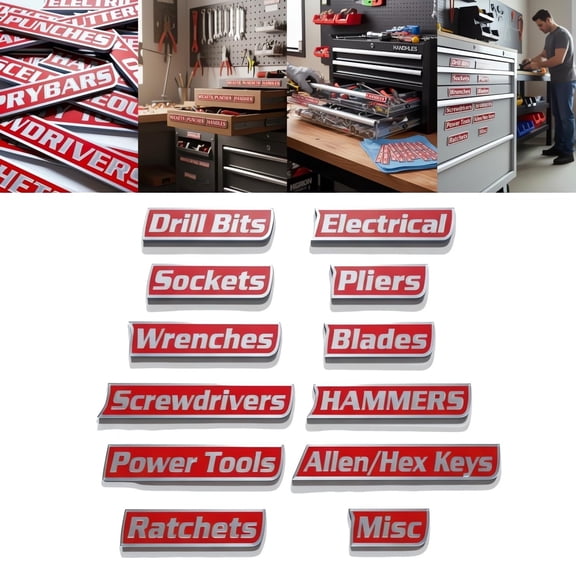 Magnetic Toolbox Labels, Customizable Strong Magnetic Design, Durable 3D‑Printed Construction, Quick Identification, Reusable & Easy to Remove
