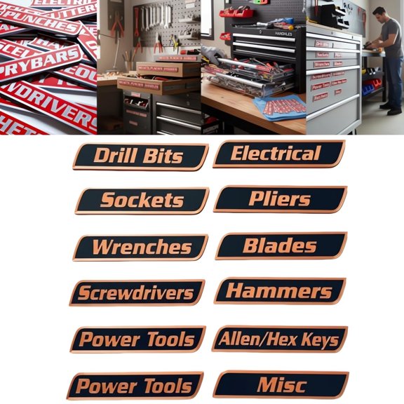 Magnetic Toolbox Labels, Customizable Strong Magnetic Design, Durable 3D‑Printed Construction, Quick Identification, Reusable & Easy to Remove