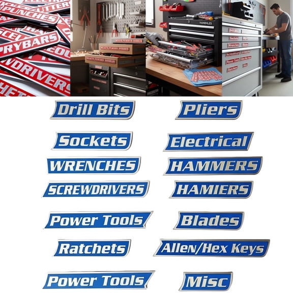 Magnetic Toolbox Labels, Customizable Strong Magnetic Design, Durable 3D‑Printed Construction, Quick Identification, Reusable & Easy to Remove
