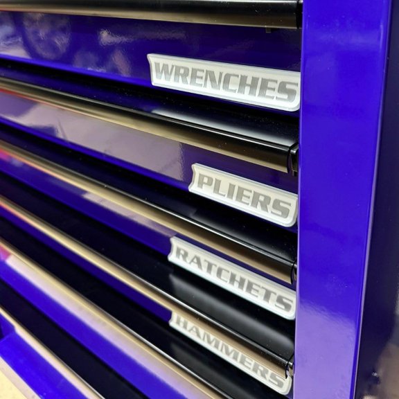 Magnetic Toolbox Organizer Labels for Tool Chest Drawers (SIL/Wht) | Magnetic toolbox badges label 12 tool categories, magnetic, clean, durable, repositionable, adhesive-free for metal toolbox