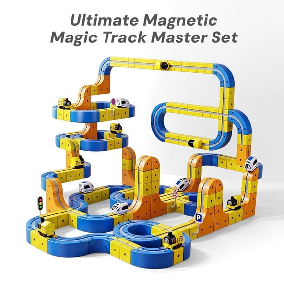 SKYQITIAN Magnetic Track Car STEM Education Toy 3D Building Blocks with Engineering Track for Future Engineers Develop Spatial Reasoning Skills Perfect Gift for Kids,107PCS