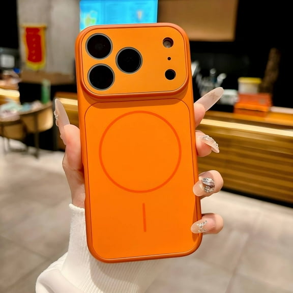 Magnetic Translucent Matte Case for iPhone 17 Pro Max 6.9'' + 2PCS Tempered Glass Screen Protector - Anti-Scratch/Anti-Fingerprint, Slim, Cosmic Orange