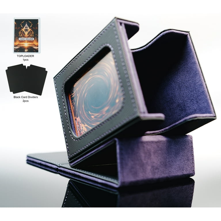 Magnetic Transparent Card Storage Deck Box for TCG MTG Sports Commander  Organize Display, Structure Case Gathering 100 sleeved Trading Cards with 1  Toploader and 2 Dividers (Black&Purple) - Walmart.com