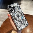 thumbnail image 1 of Magnetic Transparent Circuit Pattern Case for iPhone 14/13 /12/ Pro Max Compatible with Magsafe, Glass Full Lens Camera Protector Shockproof for Women Men (Silver,for iPhone 13), 1 of 9