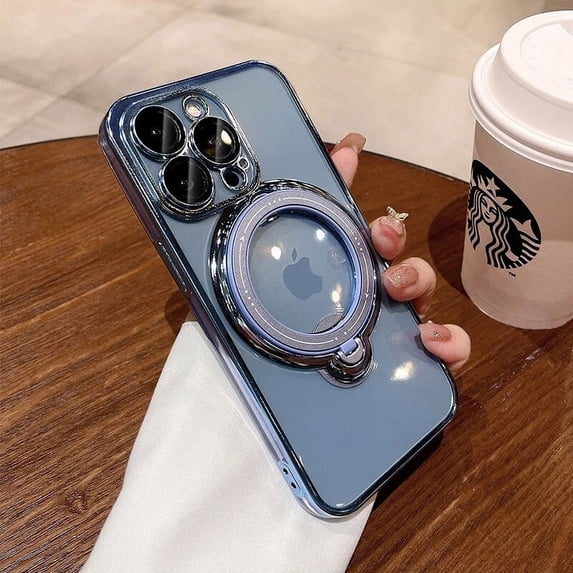 Magnetic Transparent Ring Case For Wireless charge Magsafe For iPhone 15 14 13 12 11 Pro Max XR XS 8 7 Plus SE 2022 Lens Cover