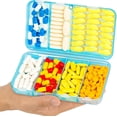 thumbnail image 1 of Magnetic Travel Pill Organizer, 7 Compartments Portable Pill Box, Large Vitamin Organizer with Labels, Daily Pill Case Medicine Organizer, Big Supplement Organizer Magnet Pill Container Blue, 1 of 6
