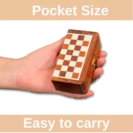 Magnetic Travel Pocket Chess Set Folding Game Board Hand made Gift 5'' x 5''