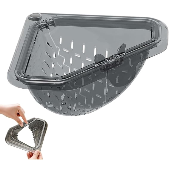 Magnetic Triangle Corner Sink Strainer – Auto Press Food Catcher for Kitchen Sinks, Strong Magnetic Basket(RL Gray 1 PC)