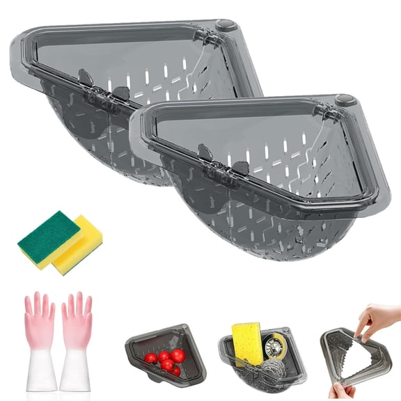 Magnetic Triangle Sink Strainer - 2026 New Magnetic Triangle Corner Sink Strainer with Jumpstart Sale Spout, No-Drill Mount, Food Catcher for Kitchen Sinks, Auto Press Triangles Sink Basket