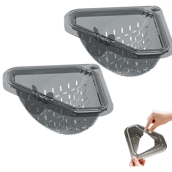 Magnetic Triangle Sink Strainer, Auto Press Triangle Sink Basket, Food Catcher for Kitchen Sinks, 2026 Upgrade New Magnetic Corner Sink Strainer(2pcs)Q