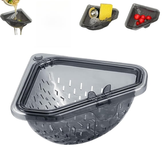 Magnetic Triangle Sink Strainer – Hangable Corner Colander for Kitchen Sink, Drill-Free Design, Food Catcher Drain Filter for Fruits & Cooking Waste