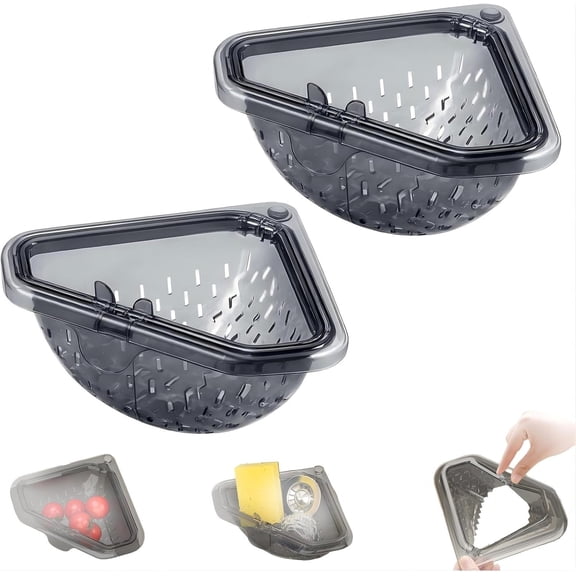 Magnetic Triangle Sink Strainer, No-Drill One-Press for Kitchen Sink