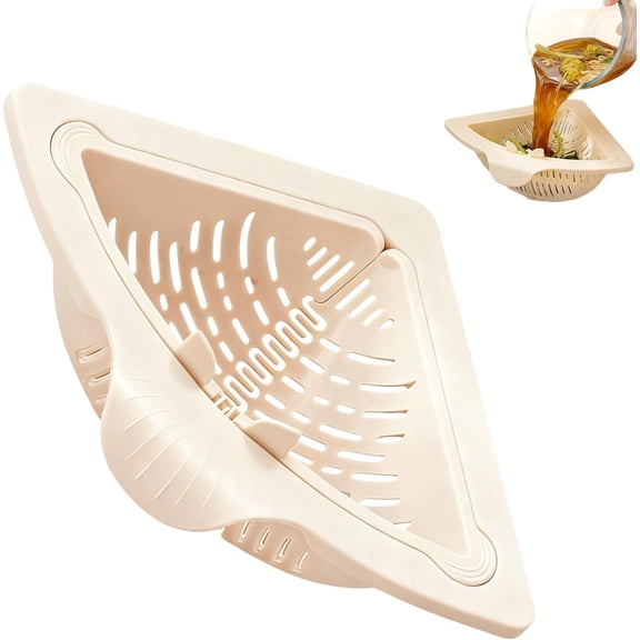 Magnetic Triangular Sink Corner Rack, 17.5x17.5x9cm Automatic Pop-Up Silicone Drain Basket & Strainer for Kitchen Sink, Food Waste Catcher
