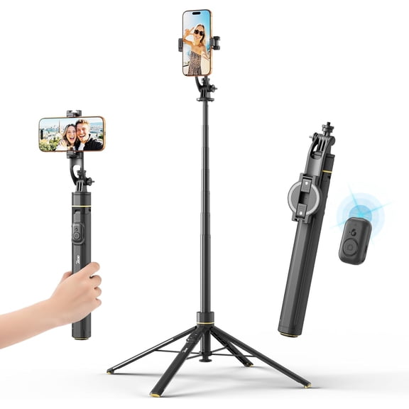 Magnetic Tripod with Auto-Open Mount and Adjustable Height for iPhone